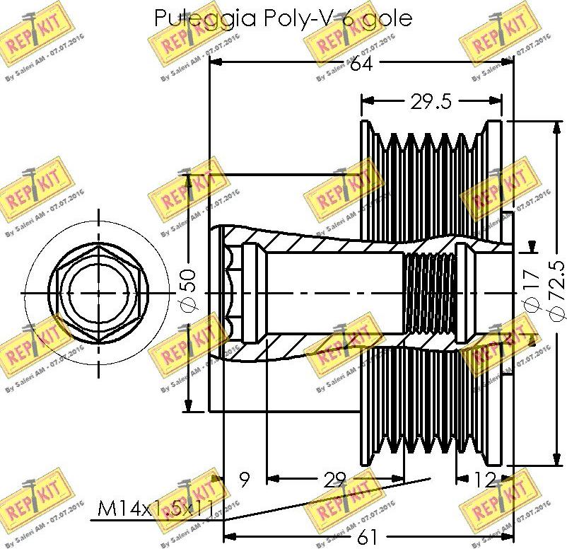 REPKIT RKT3413 - Ремъчна шайба, генератор vvparts.bg