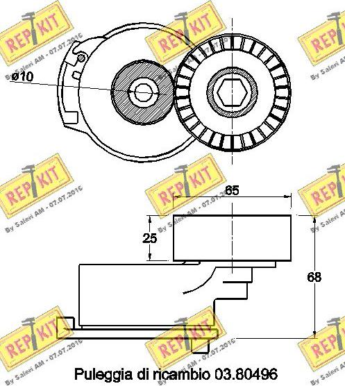 REPKIT RKT3485 - Ремъчен обтегач, пистов ремък vvparts.bg