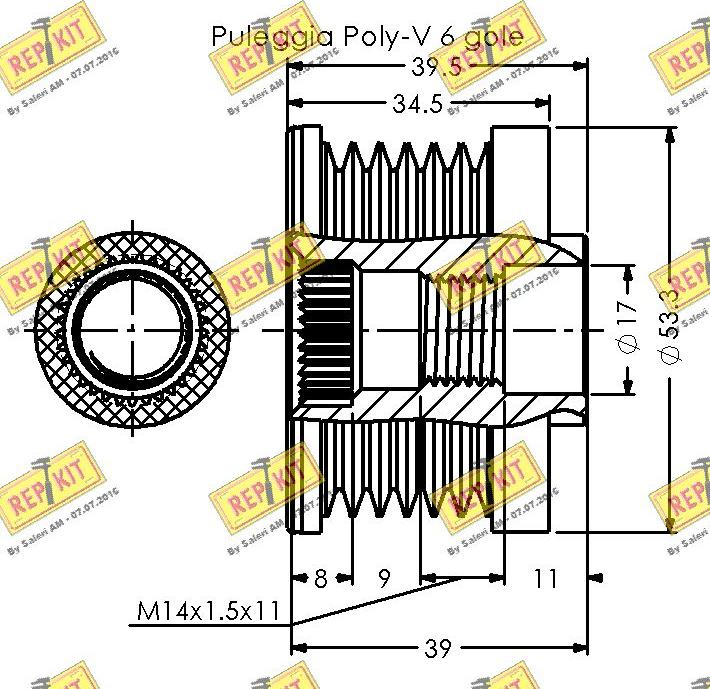 REPKIT RKT2237 - Ремъчна шайба, генератор vvparts.bg