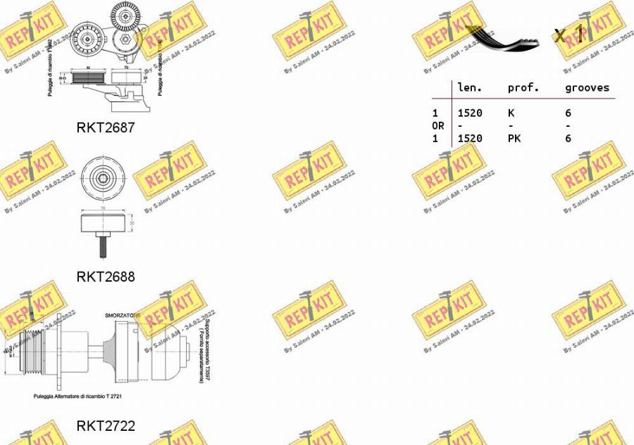 REPKIT RKTA0043 - Комплект пистов ремък vvparts.bg