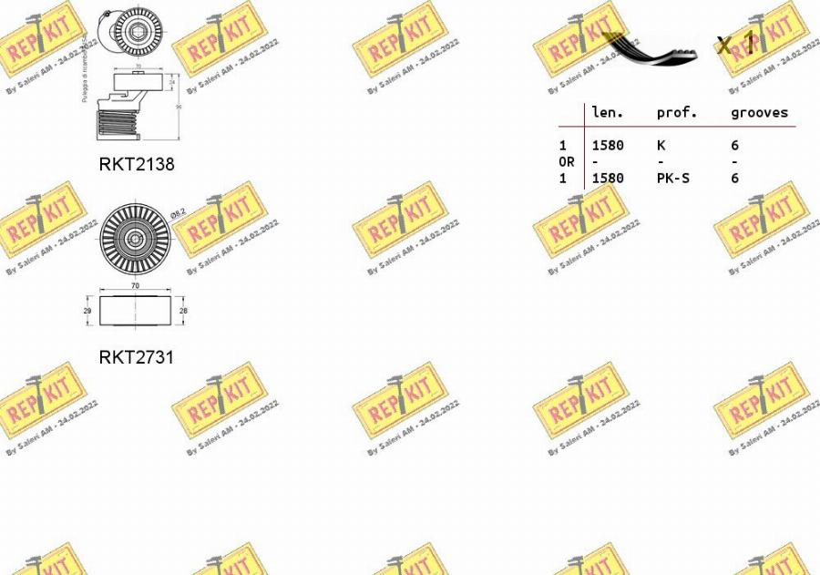 REPKIT RKTA0057 - Комплект пистов ремък vvparts.bg