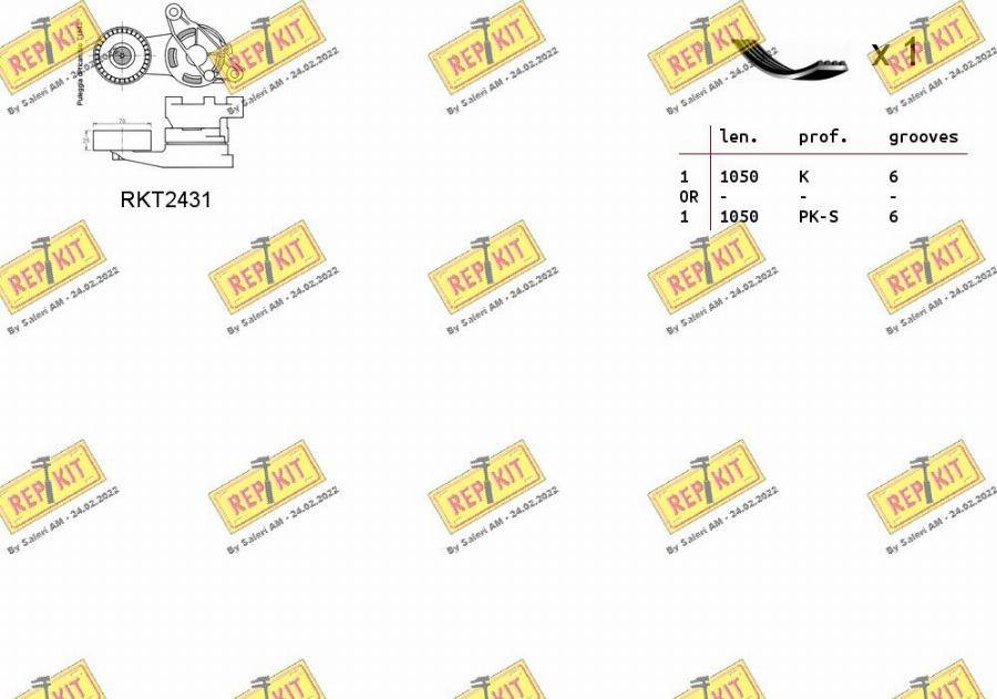 REPKIT RKTA0033 - Комплект пистов ремък vvparts.bg