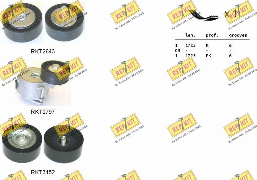 REPKIT RKTA0119 - Комплект пистов ремък vvparts.bg