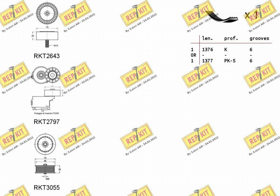 REPKIT RKTA0113 - Комплект пистов ремък vvparts.bg