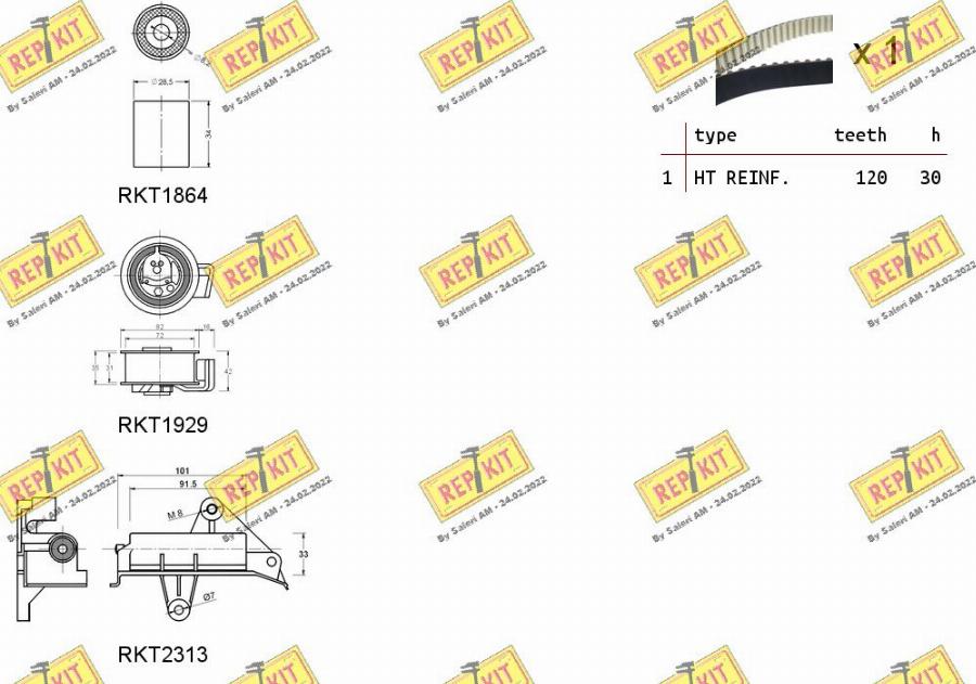 REPKIT RKTK0951C - Комплект ангренажен ремък vvparts.bg