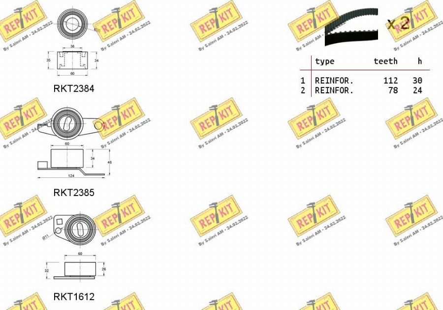 REPKIT RKTK0952C - Комплект ангренажен ремък vvparts.bg