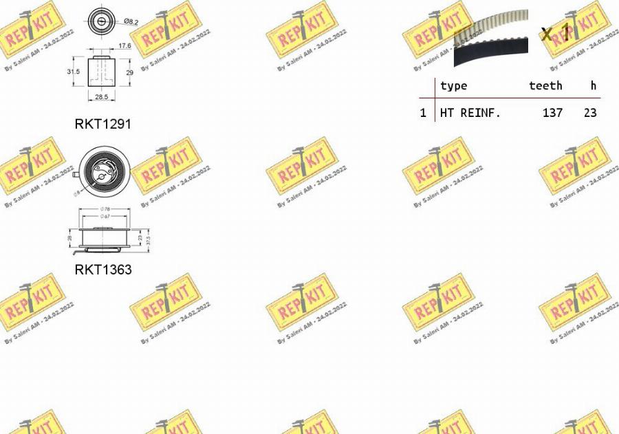 REPKIT RKTK0938 - Комплект ангренажен ремък vvparts.bg