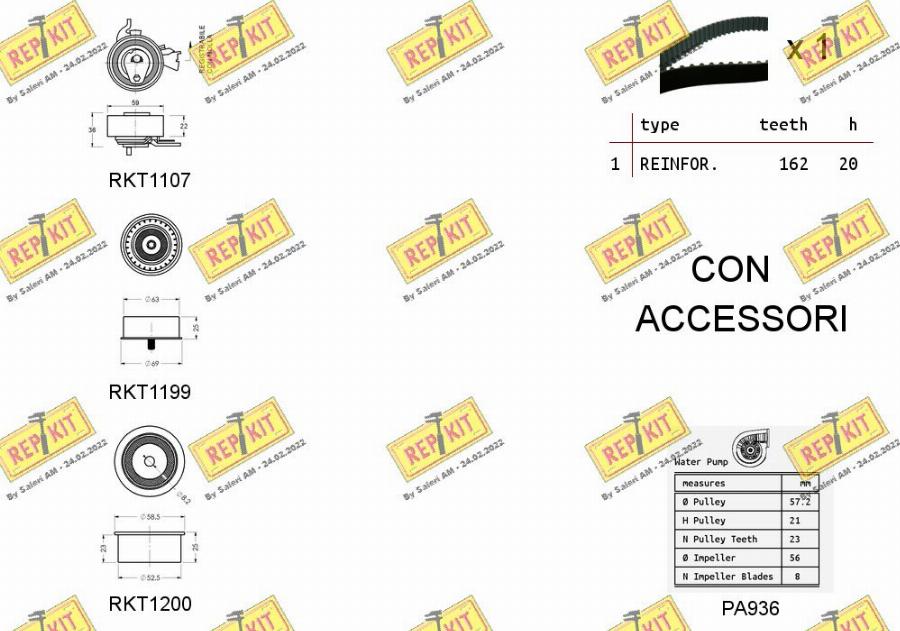 REPKIT RKTK0848PA - Водна помпа+ к-кт ангренажен ремък vvparts.bg