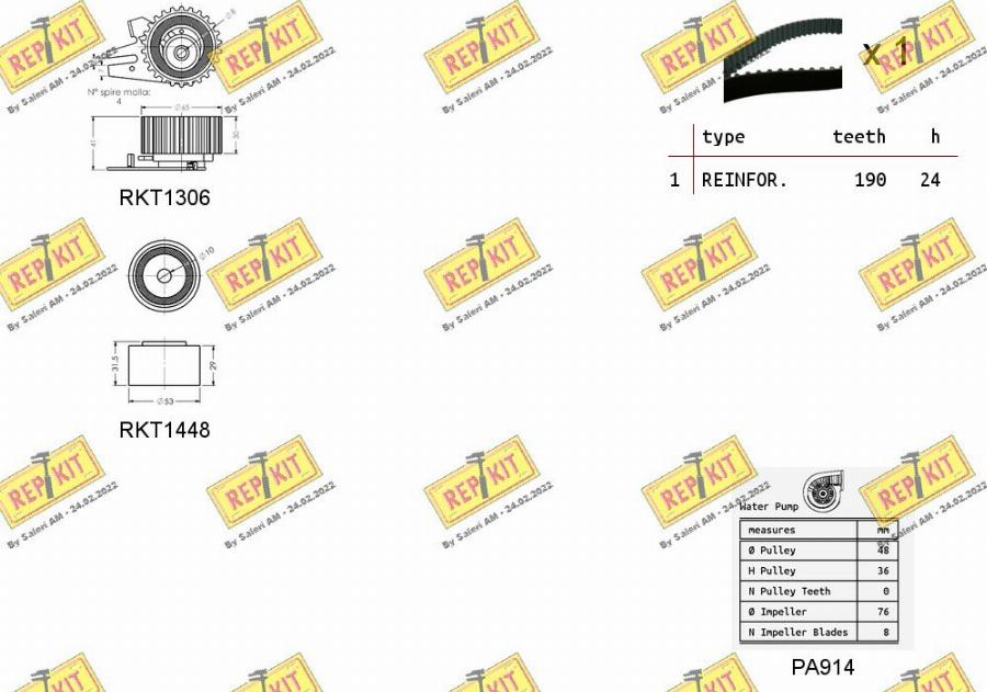 REPKIT RKTK0853PA - Водна помпа+ к-кт ангренажен ремък vvparts.bg