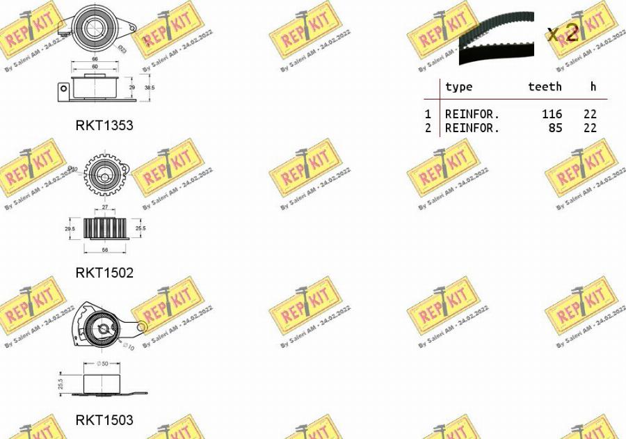 REPKIT RKTK0822 - Комплект ангренажен ремък vvparts.bg