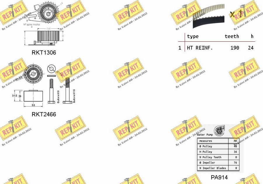 REPKIT RKTK1093PA - Водна помпа+ к-кт ангренажен ремък vvparts.bg