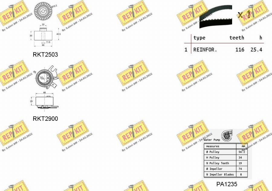 REPKIT RKTK1087PA2 - Водна помпа+ к-кт ангренажен ремък vvparts.bg