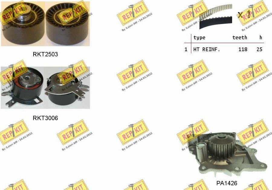 REPKIT RKTK1075PA - Водна помпа+ к-кт ангренажен ремък vvparts.bg