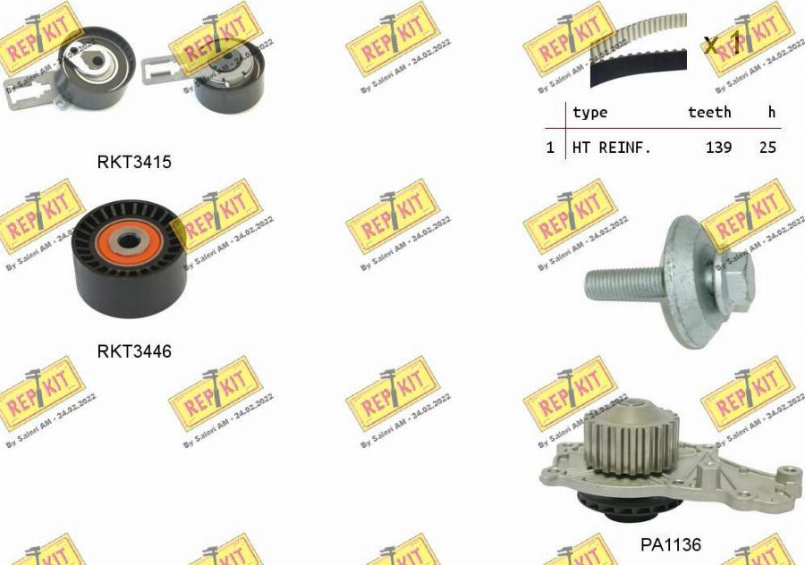 REPKIT RKTK1169PA - Водна помпа+ к-кт ангренажен ремък vvparts.bg