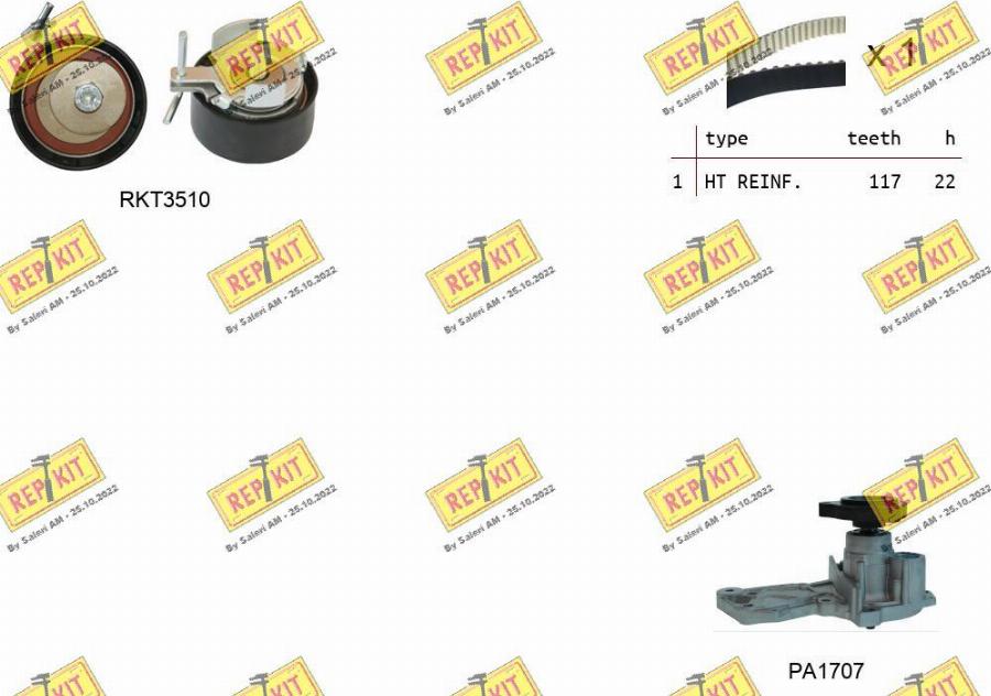 REPKIT RKTK1164PA2 - Водна помпа+ к-кт ангренажен ремък vvparts.bg