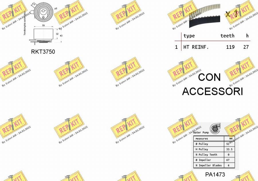 REPKIT RKTK1291PA - Водна помпа+ к-кт ангренажен ремък vvparts.bg