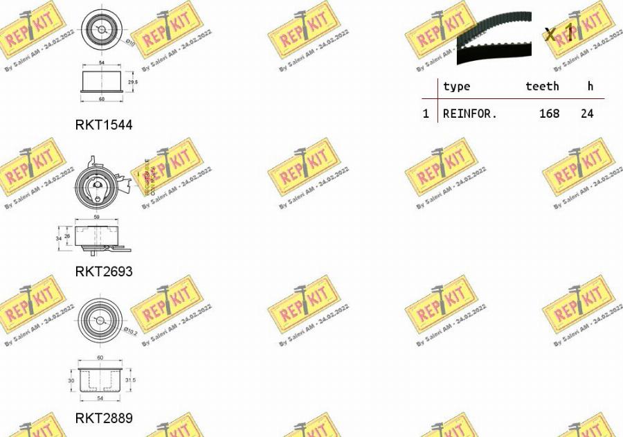 REPKIT RKTK1108 - Комплект ангренажен ремък vvparts.bg