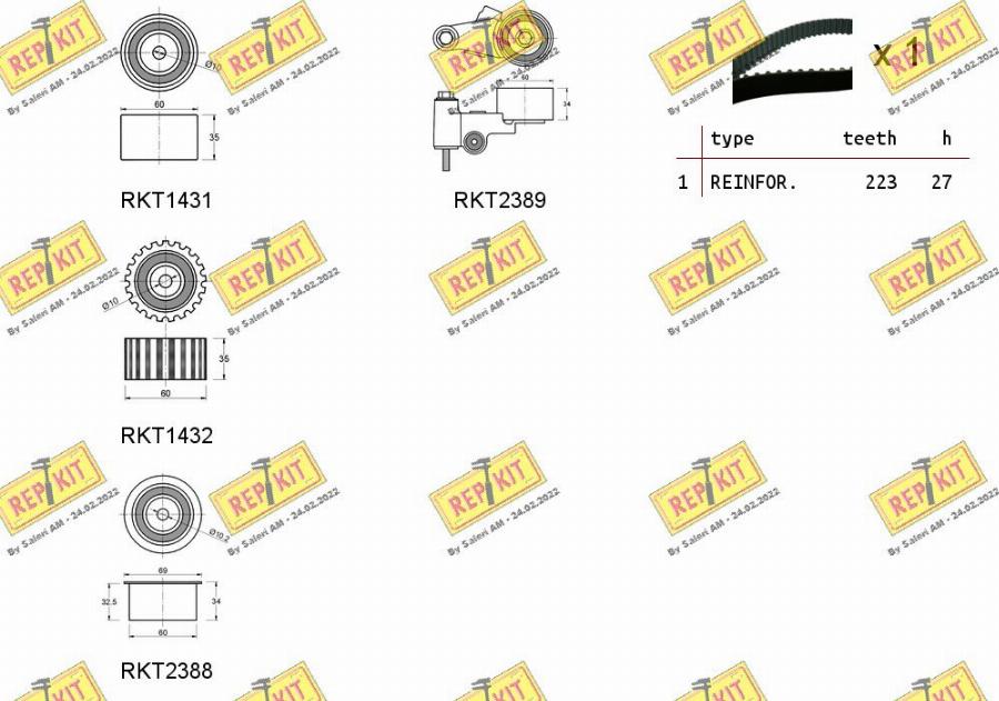 REPKIT RKTK1103 - Комплект ангренажен ремък vvparts.bg