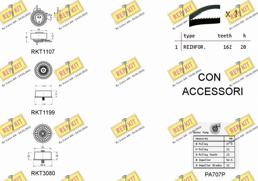 REPKIT RKTK1107PA2 - Водна помпа+ к-кт ангренажен ремък vvparts.bg