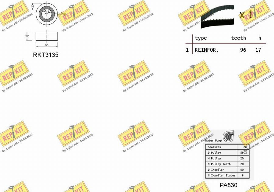 REPKIT RKTK1115PA - Водна помпа+ к-кт ангренажен ремък vvparts.bg