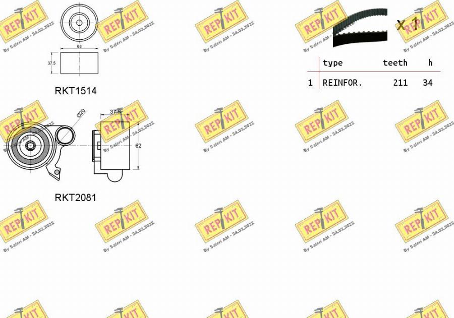 REPKIT RKTK1284 - Комплект ангренажен ремък vvparts.bg