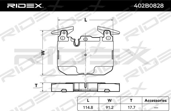 RIDEX 402B0828 - Комплект спирачно феродо, дискови спирачки vvparts.bg