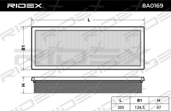 RIDEX 8A0169 - Въздушен филтър vvparts.bg