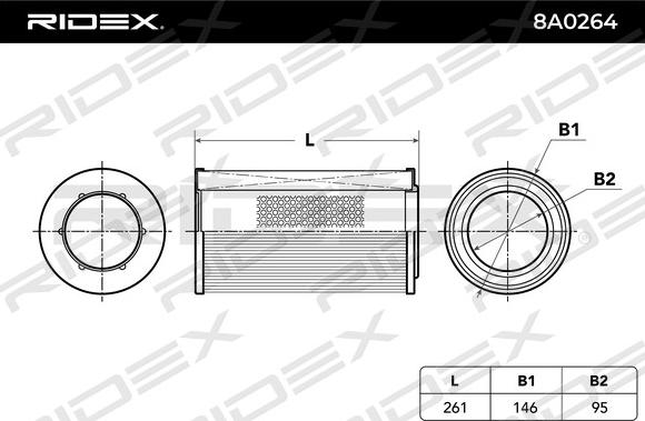 RIDEX 8A0264 - Въздушен филтър vvparts.bg