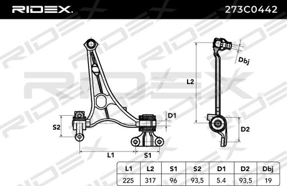 RIDEX 273C0442 - Носач, окачване на колелата vvparts.bg