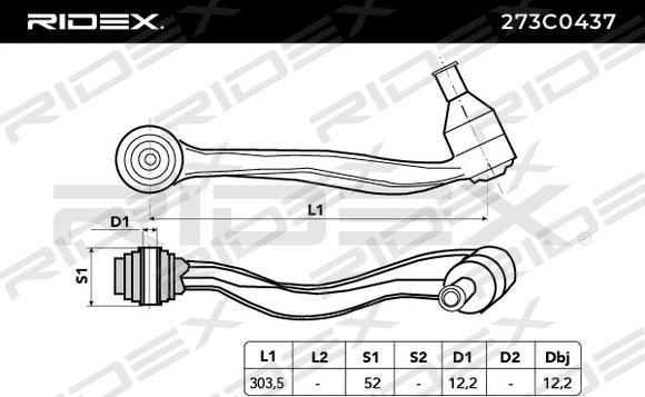 RIDEX 273C0437 - Носач, окачване на колелата vvparts.bg