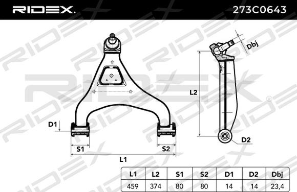 RIDEX 273C0643 - Носач, окачване на колелата vvparts.bg