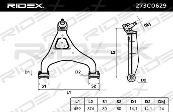 RIDEX 273C0629 - Носач, окачване на колелата vvparts.bg