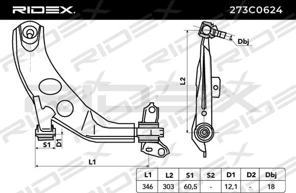 RIDEX 273C0624 - Носач, окачване на колелата vvparts.bg