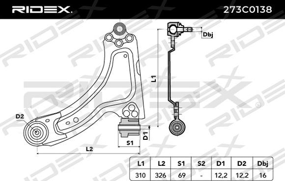 RIDEX 273C0138 - Носач, окачване на колелата vvparts.bg