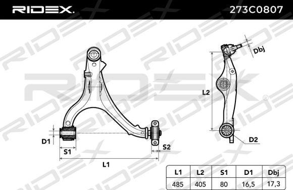 RIDEX 273C0807 - Носач, окачване на колелата vvparts.bg