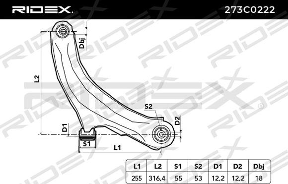 RIDEX 273C0222 - Носач, окачване на колелата vvparts.bg