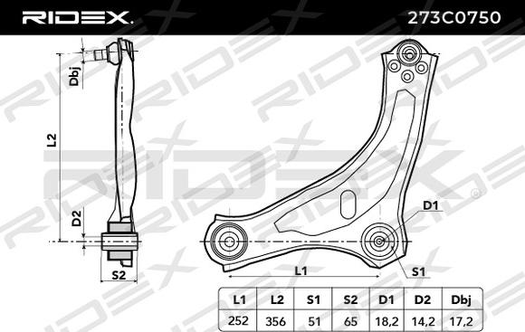 RIDEX 273C0750 - Носач, окачване на колелата vvparts.bg