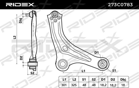 RIDEX 273C0783 - Носач, окачване на колелата vvparts.bg