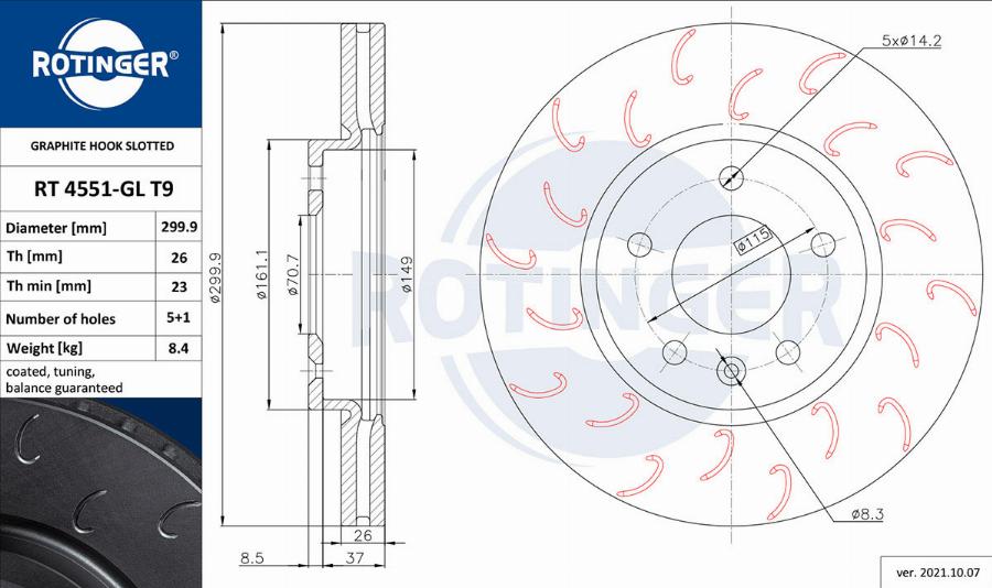 Rotinger RT 4551-GL T9 - Спирачен диск vvparts.bg