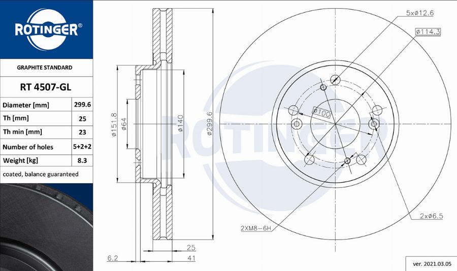 Rotinger RT 4507-GL - Спирачен диск vvparts.bg