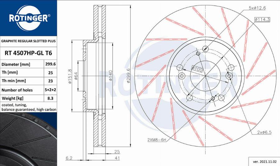 Rotinger RT 4507HP-GL T6 - Спирачен диск vvparts.bg