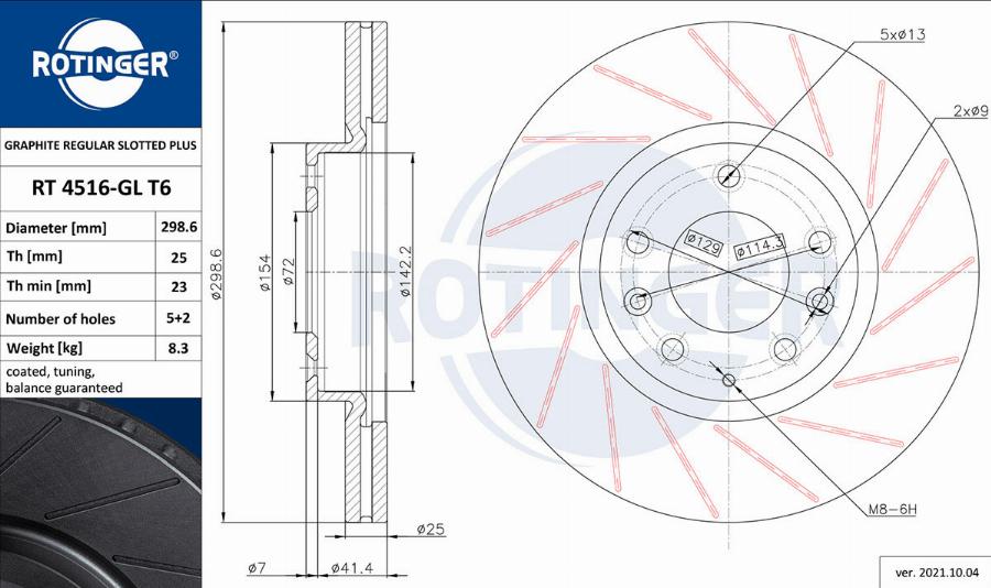 Rotinger RT 4516-GL T6 - Спирачен диск vvparts.bg