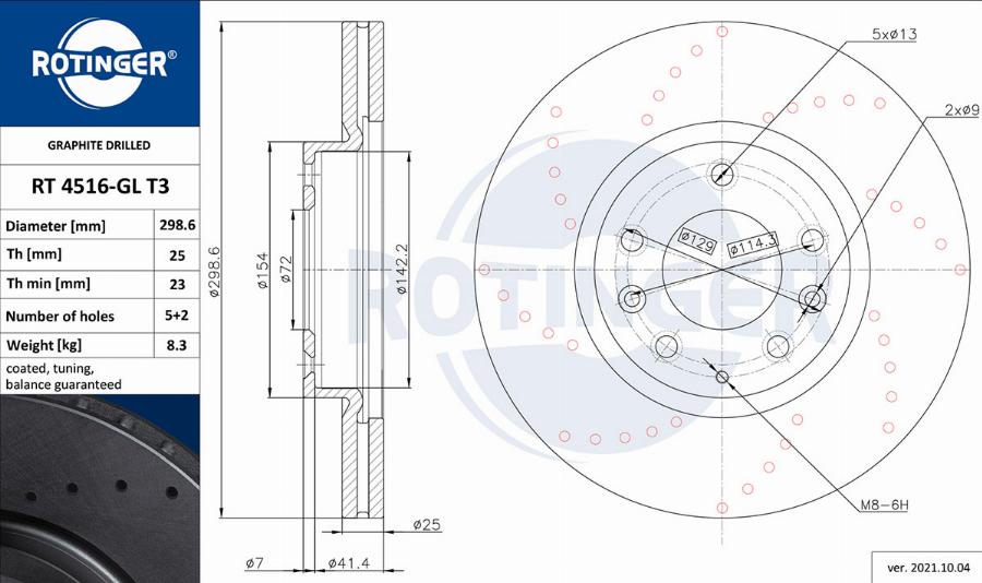 Rotinger RT 4516-GL T3 - Спирачен диск vvparts.bg