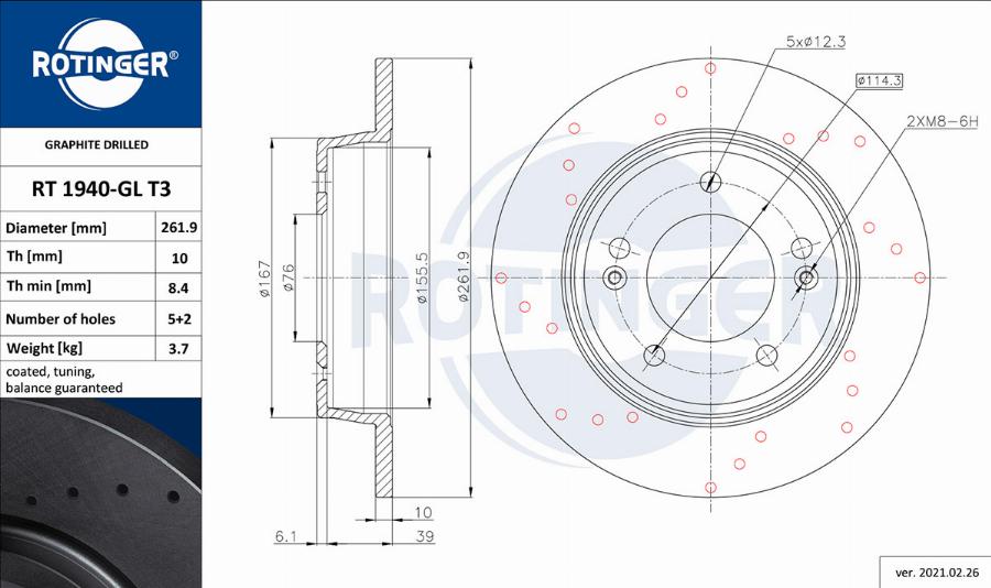 Rotinger RT 1940-GL T3 - Спирачен диск vvparts.bg