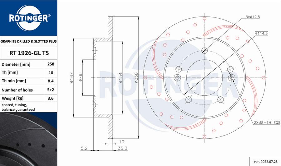 Rotinger RT 1926-GL T5 - Спирачен диск vvparts.bg