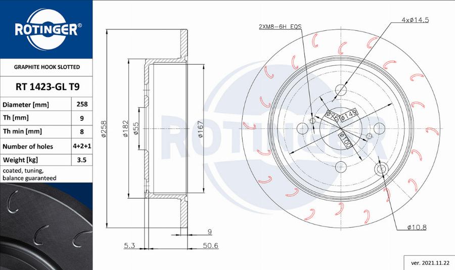 Rotinger RT 1423-GL T9 - Спирачен диск vvparts.bg