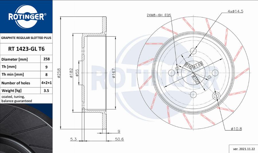 Rotinger RT 1423-GL T6 - Спирачен диск vvparts.bg