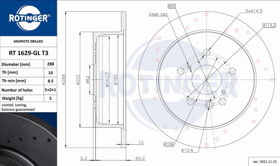 Rotinger RT 1629-GL T3 - Спирачен диск vvparts.bg