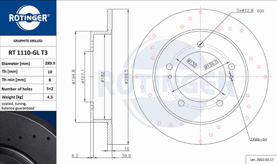 Rotinger RT 1110-GL T3 - Спирачен диск vvparts.bg