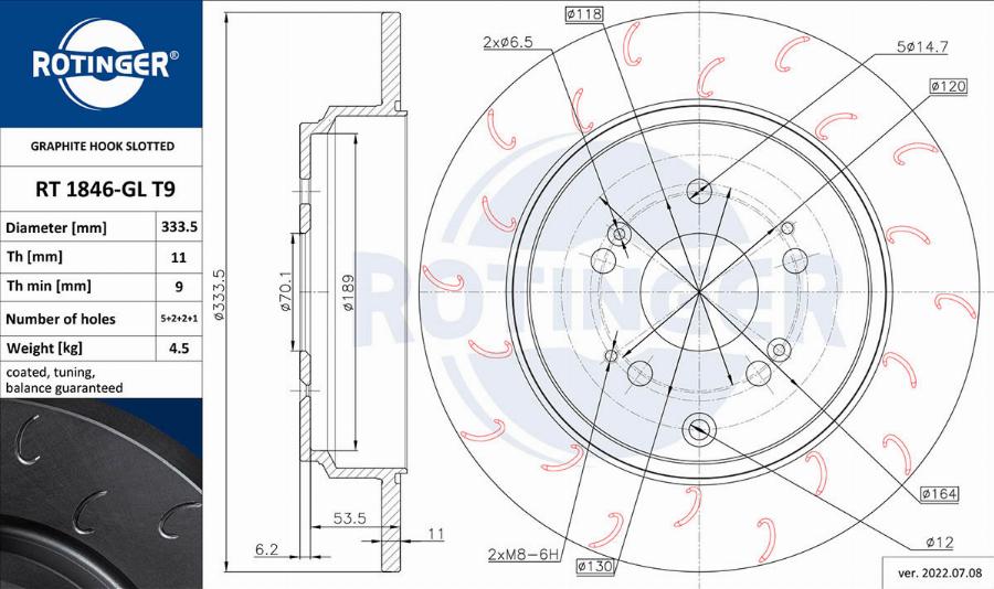 Rotinger RT 1846-GL T9 - Спирачен диск vvparts.bg